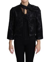Dolce & Gabbana Cropped Layered Stretch-tulle And Embroidered Silk-blend Taffeta Jacket - Black