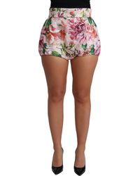 Dolce & Gabbana Cotton Floral Print Hot Trousers Short - Pink