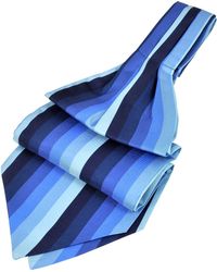FORZIERI Gewobenes Seiden Ascot mit vertikalen Streifen - Blau