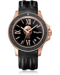 Thomas Sabo Rebel Icon Rose Gold Stainless Steel Men's Watch w/Black Leather Strap - Negro