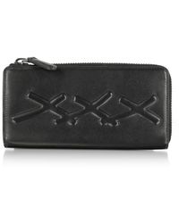 Ermenegildo Zegna Black XXX Embossed Leather Zip Around Wallet - Negro