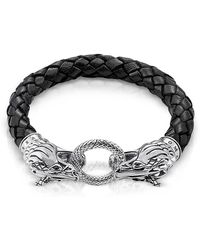 Thomas Sabo Dragon Blackened Sterling Silver & Leather Men's Bracelet - Schwarz