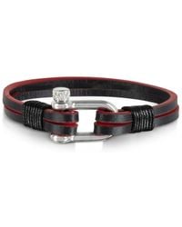 FORZIERI Two Tone Genuine Leather Men's Double Bracelet - Braun