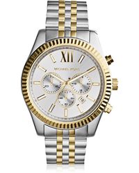 Michael Kors Lexington Herren-Chronograph aus zweifarbigem Edelstahl - Mettallic
