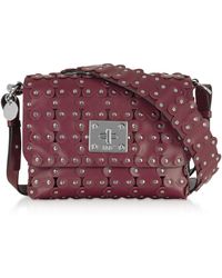 RED Valentino Flower Puzzle kleine Schultertasche aus Leder mit Nieten - Rot