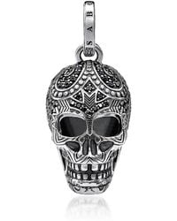 Thomas Sabo Blackened 925 Sterling Silver and Zirconia Maori Skull Pendant - Metálico