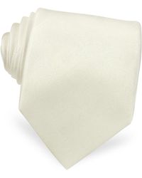FORZIERI Solid White Extra-Long Pure Silk Tie - Weiß