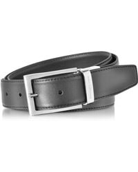 Ermenegildo Zegna Black/Dark Brown Smooth Leather Reversible and Adjustable Belt - Schwarz