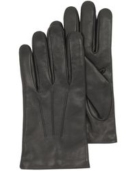 FORZIERI Herren-Handschuhe aus schwarzem Leder mit Wollfutter