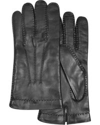 FORZIERI Guanti Uomo in Pelle Nera con Fodera in Cachemire - Nero