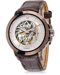 Maserati Ingegno Herrenuhr aus Edelstahl mit Lederarmband - Braun