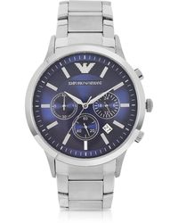 Emporio Armani Herren-Chronographenuhr aus Edelstahl in blau - Mehrfarbig