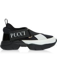 Emilio Pucci Black & White Nylon Criss Cross Sneakers