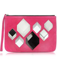 Pierre Hardy Cube Täschchen aus Wildleder in pink