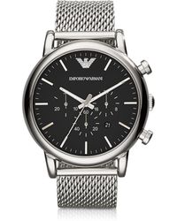 Emporio Armani Klassische Armbanduhr aus Edelstahl mit Chronograph in schwarz