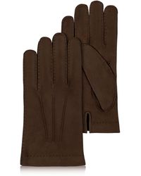 FORZIERI Herren Handschuhe aus Kaschmir und italienischem Kalbsleder in dunkelbraun