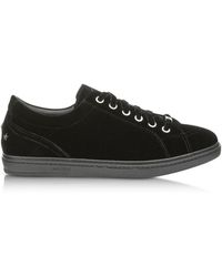Jimmy Choo Cash Black Velvet Low Top Sneakers w/Studded Stars - Noir