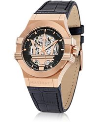 Maserati Potenza Auto Herrenuhr mit Lederarmband - Schwarz
