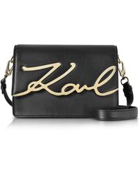 Karl Lagerfeld Schultertasche aus Leder mit Logo in schwarz