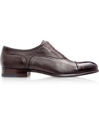 Moreschi Nice Dark Brown Deerskin Oxford Shoes - Marrone