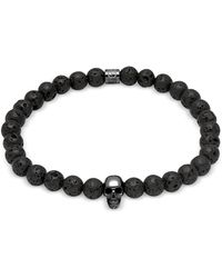 Northskull Lavastone And Gunmetal Atticus Skull Bracelet - Schwarz