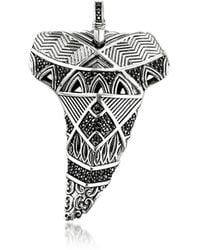 Thomas Sabo Blackened Sterling Silver Maori Tooth Pendant w/Black Zirconia - Metálico