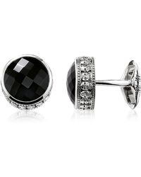 Thomas Sabo Blackened 925 Sterling silver Skull Cufflinks w/Onyx - Metálico