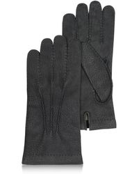 FORZIERI Guanti uomo in pelle di vitello nera fodera cachemire - Nero