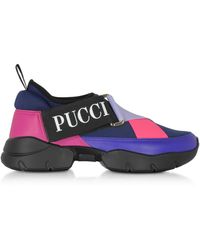 Emilio Pucci City Cross Colour Block Leather And Nylon Sneakers - Purple