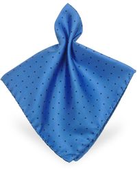 FORZIERI Quadratisches Einstecktuch aus Twillseide mit Punkten - Blau