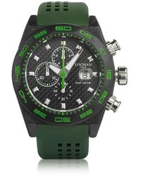LOCMAN Stealth 300m Herren-Chronographenuhr aus Carbonfaser und Titan mit grünem Silikonband