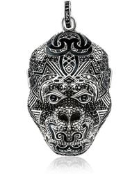 Thomas Sabo Blackened Sterling Silver Monkey God Pendant w/Black Zirconia and Onyx - Metálico