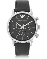 Emporio Armani Klassische Herrenuhr mit Chronograph - Schwarz