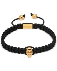 Northskull Atticus Skull Macramé Bracelet In Black And Yellow Gold - Schwarz