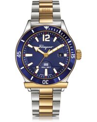 Ferragamo Ferragamo 1898 Sport Gold IP Herrenuhr aus Edelstahl und Aluminium in blau - Mettallic