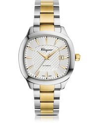 Ferragamo Ferragamo Time Automatische Herrenuhr aus Edelstahl und Gold IP mit Zifferblatt in silber - Mettallic