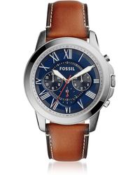 fossil fs5151 grant chronograph leather watch