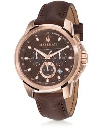 Maserati Successo Herren-Chronograph aus Edelstahl in rosegold mit Lederarmband in braun