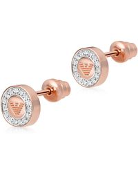 Lyst Emporio Armani Earrings In Pink Emporio Armani Heritage Sterling Silver Pvd Rose Goldtone Earrings W Crystals Lyst