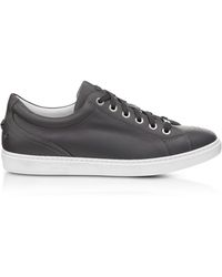 Jimmy Choo Cash SML Slate Leather Low Top Sneakers w/Studded Stars - Grau