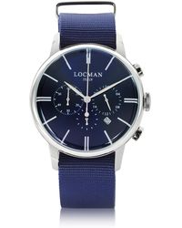LOCMAN 1960 Herrenuhr aus Edelstahl mit Chronograph und Armband aus Canvas - Mettallic