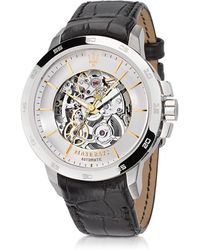 Maserati Ingegno Herrenuhr aus Edelstahl in silber mit Lederarmband in schwarz - Mettallic