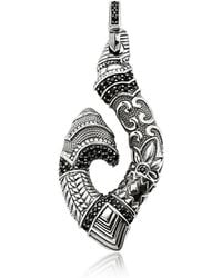 Thomas Sabo Blackened Sterling Silver Maori Hook Pendant w/Black Zirconia - Metálico