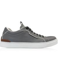 Ermenegildo Zegna Ferrara Gray Calf Leather Men's Sneakers - Grau