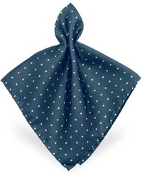 FORZIERI Quadratisches Einstecktuch aus Twillseide mit Punkten - Blau