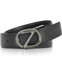 Ermenegildo Zegna Black Smooth Leather Adjustable Belt - Negro