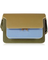 Marni Mini Trunk Bag in Pelle Saffiano Color Block - Verde