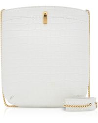 the VOLON E.Z Carry Schultertasche aus kroko geprägtem Leder - Weiß
