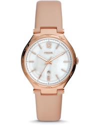 Fossil Ashtyn Three-hand Date, Rose Gold-tone Stainless Steel Watch - Pink