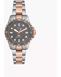 Fossil - Blue Dive Three-hand Two-tone Stainless Steel Watch - Lyst